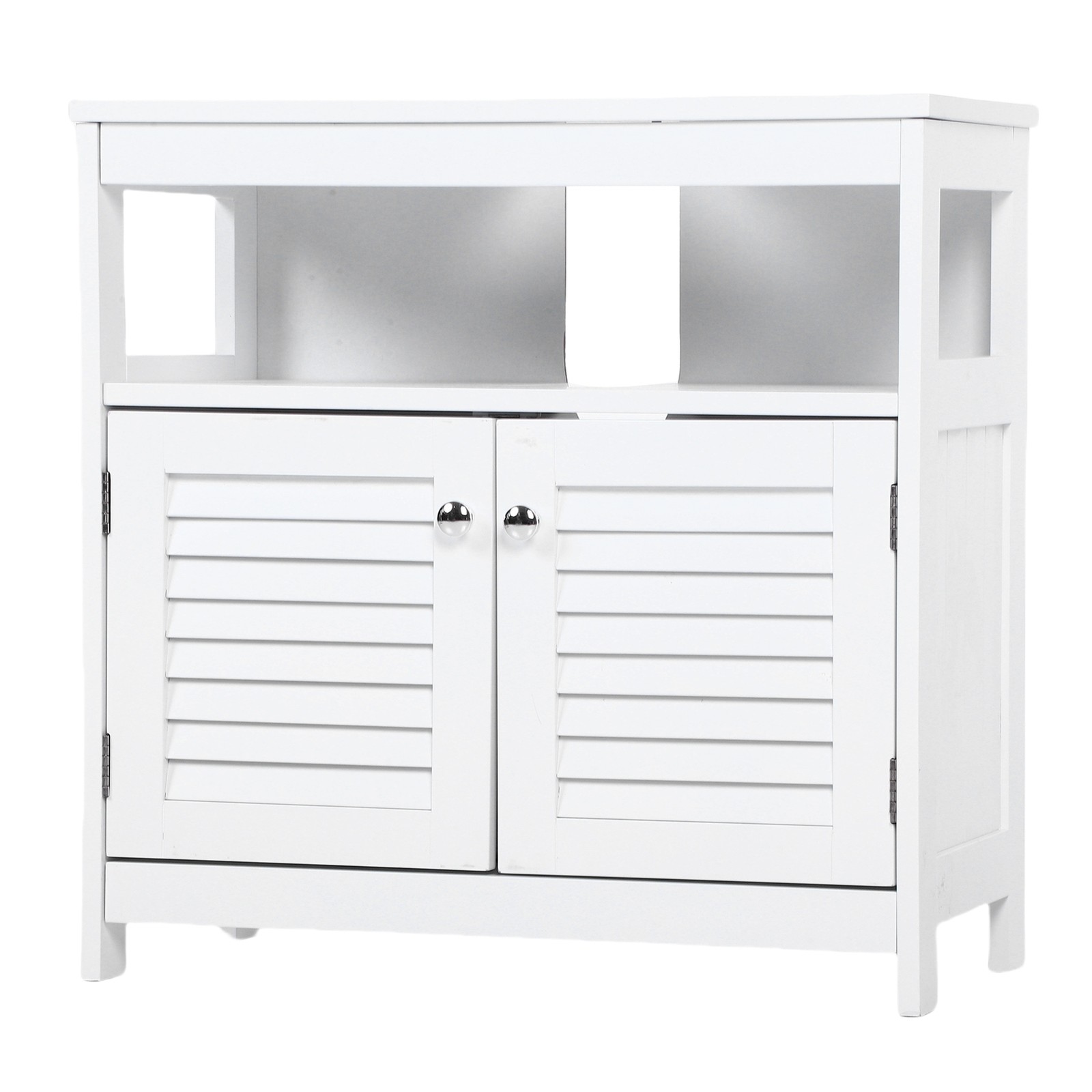 Bathroom Under Sink Storage Cabinet With 2 Doors Open Shelf White Furniture