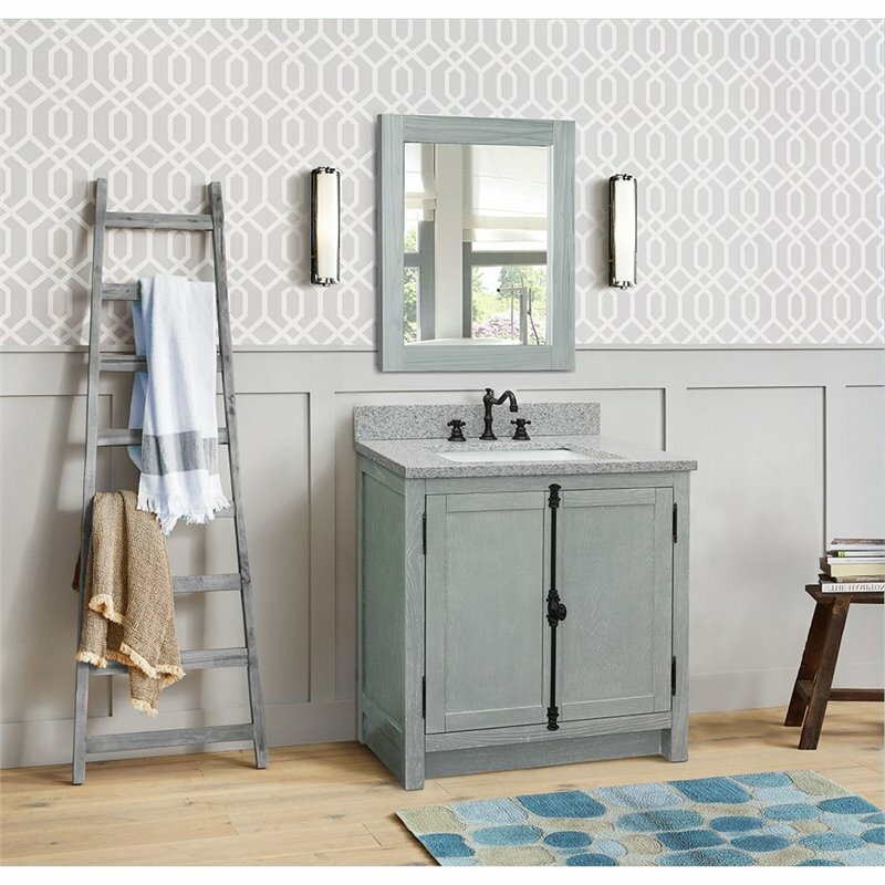 Plantation Modern Single Rectangle Sink Solid Wood Vanity in Gray Ash