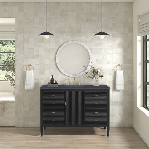 48″ James Martin Myrrin 485-V48-CBO-3CSP Vanity Cabinet Charcoal Soapstone Top