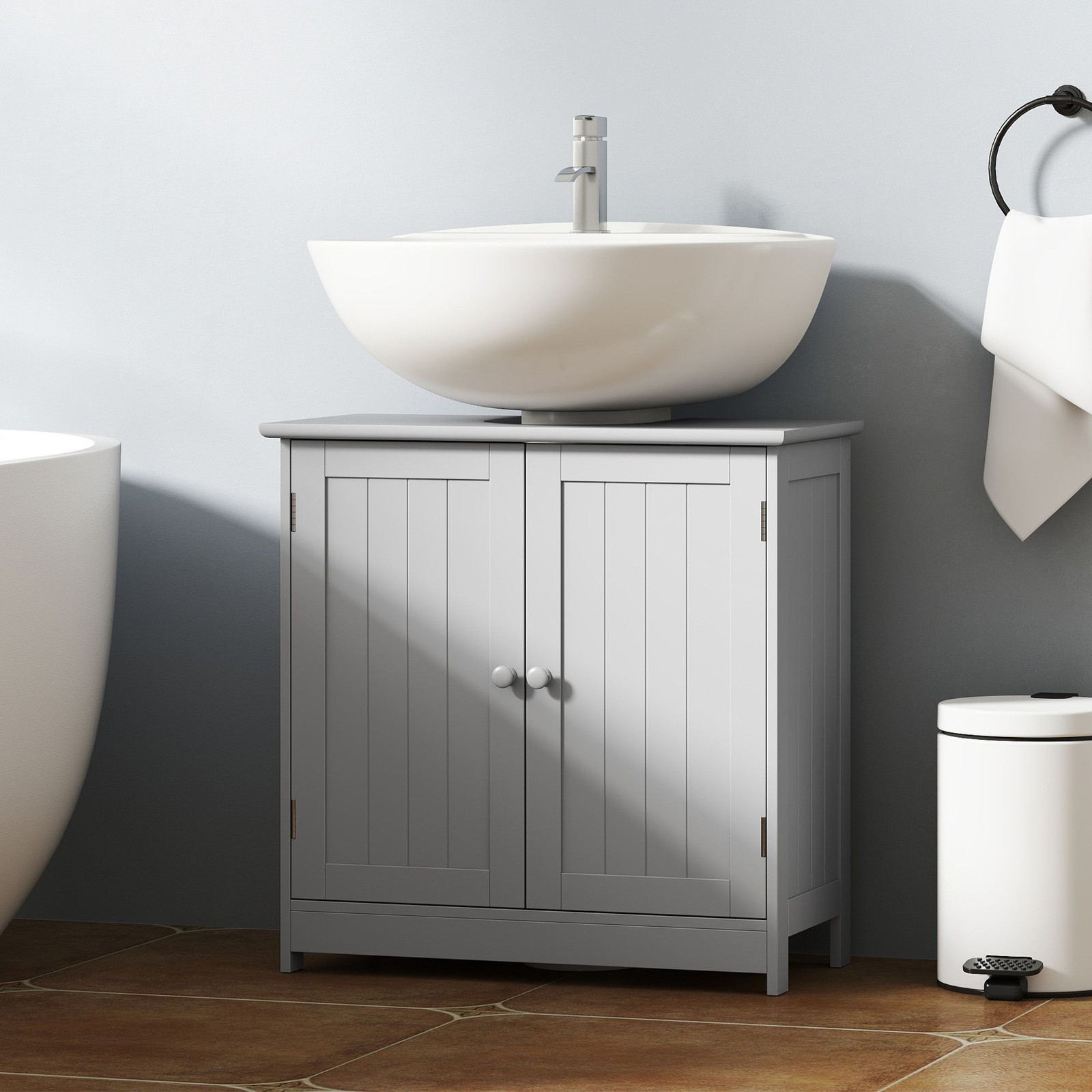 Modern Light Gray Bathroom Cabinet 23.5×11.75×23.5in with Flexible Shelf