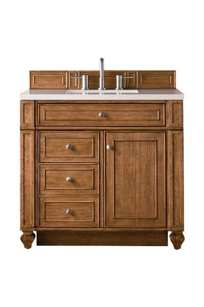 36″ James Martin Bristol 157-V36-SBR-3WZ Vanity Cabinet White Zeus Silestone Top