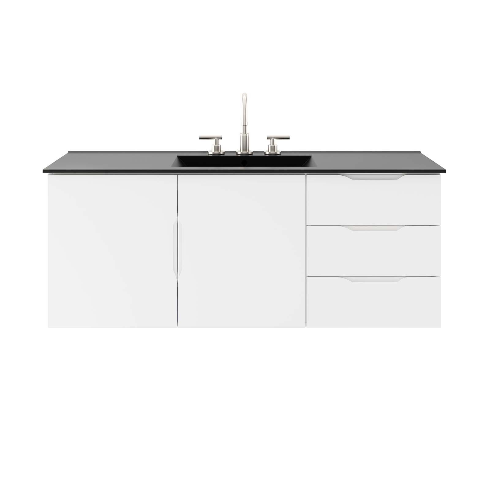 Modway Vitality 48″ Single Sink Wall-Mount Bathroom Vanity in White Black