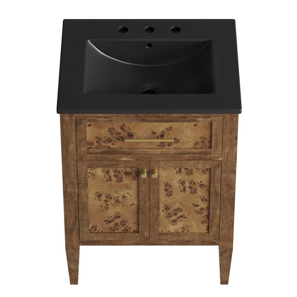 Modway Elysian 24″ Modern Wood Bathroom Vanity in Black and Brown