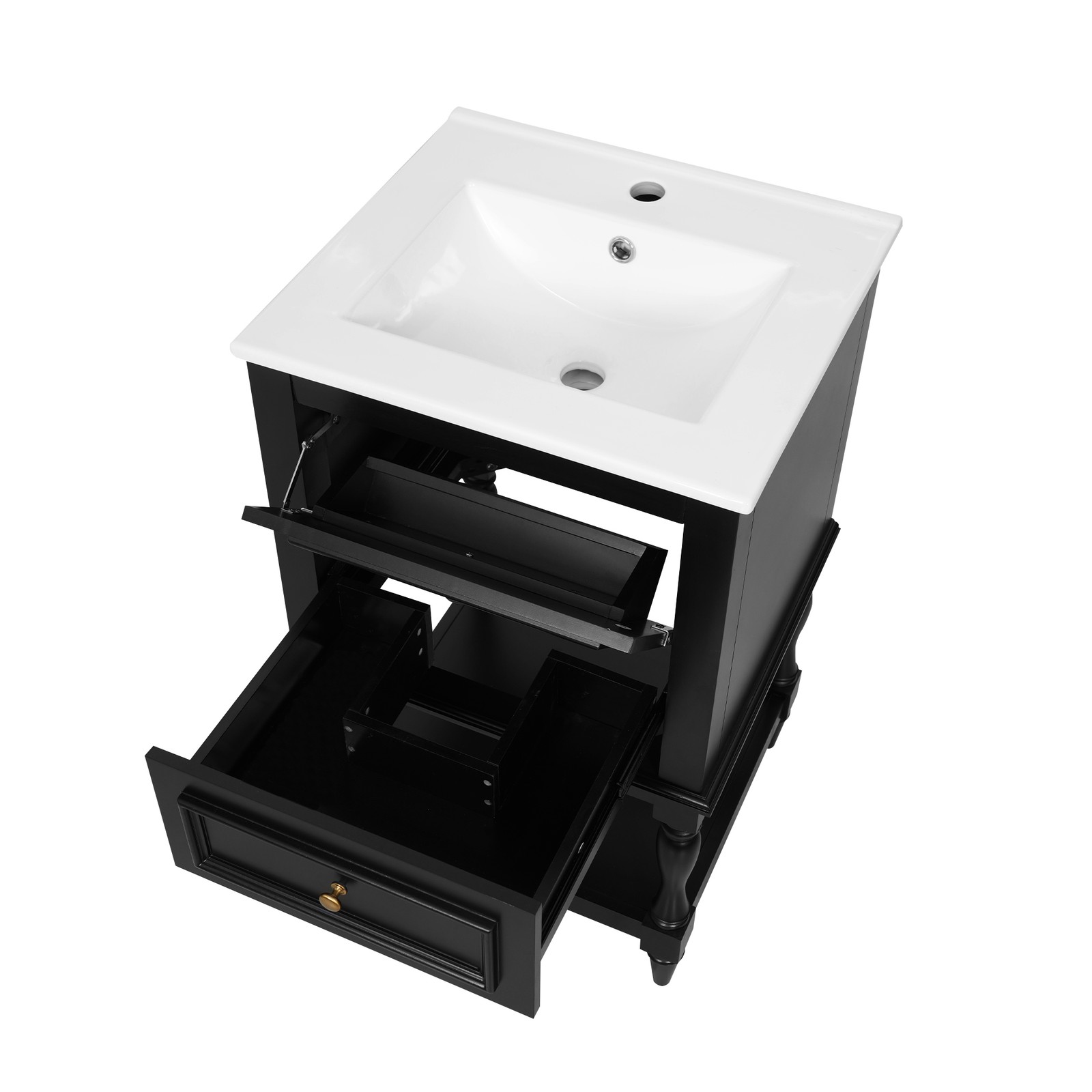 FUNIDEE 20” Bathroom Vanity Set Storage Cabinet with Ceramic Sink Combo Black