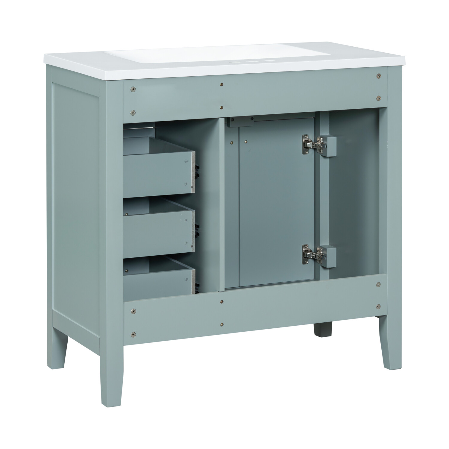 36″ Bathroom Vanity w/ Sink, Freestanding Storage Bath Vanity Cabinet, 3 Drawers