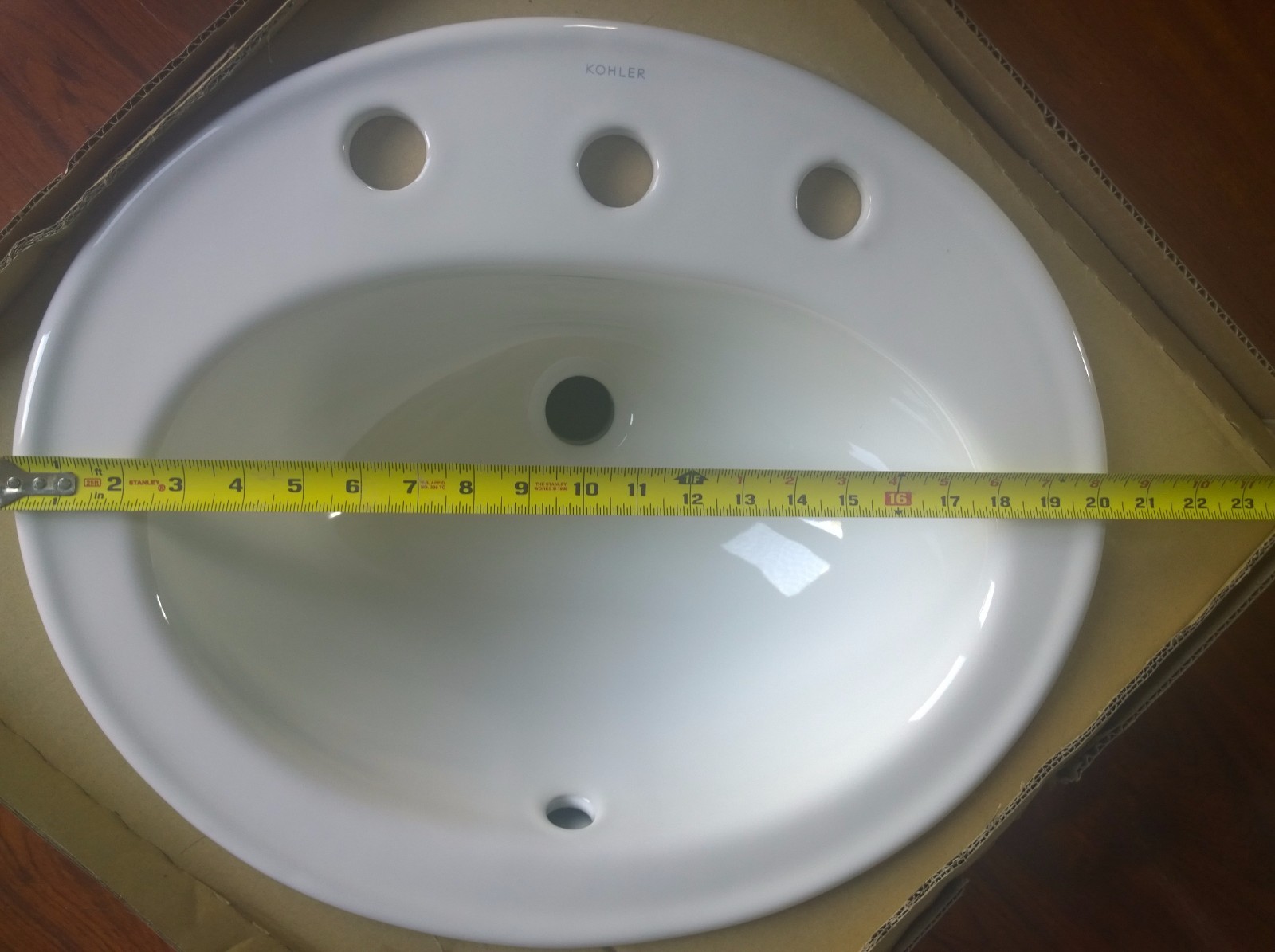 NIB Nice Kohler Pennington 2196-8-0 White 8″-Center Holes VANITY SINK