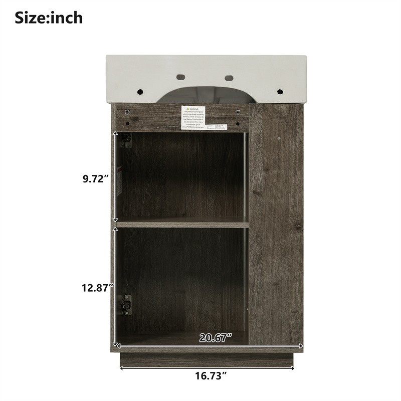 21.6″ Bathroom Vanity with Single Sink,Freestand Right Door Wood Grain Cabinet