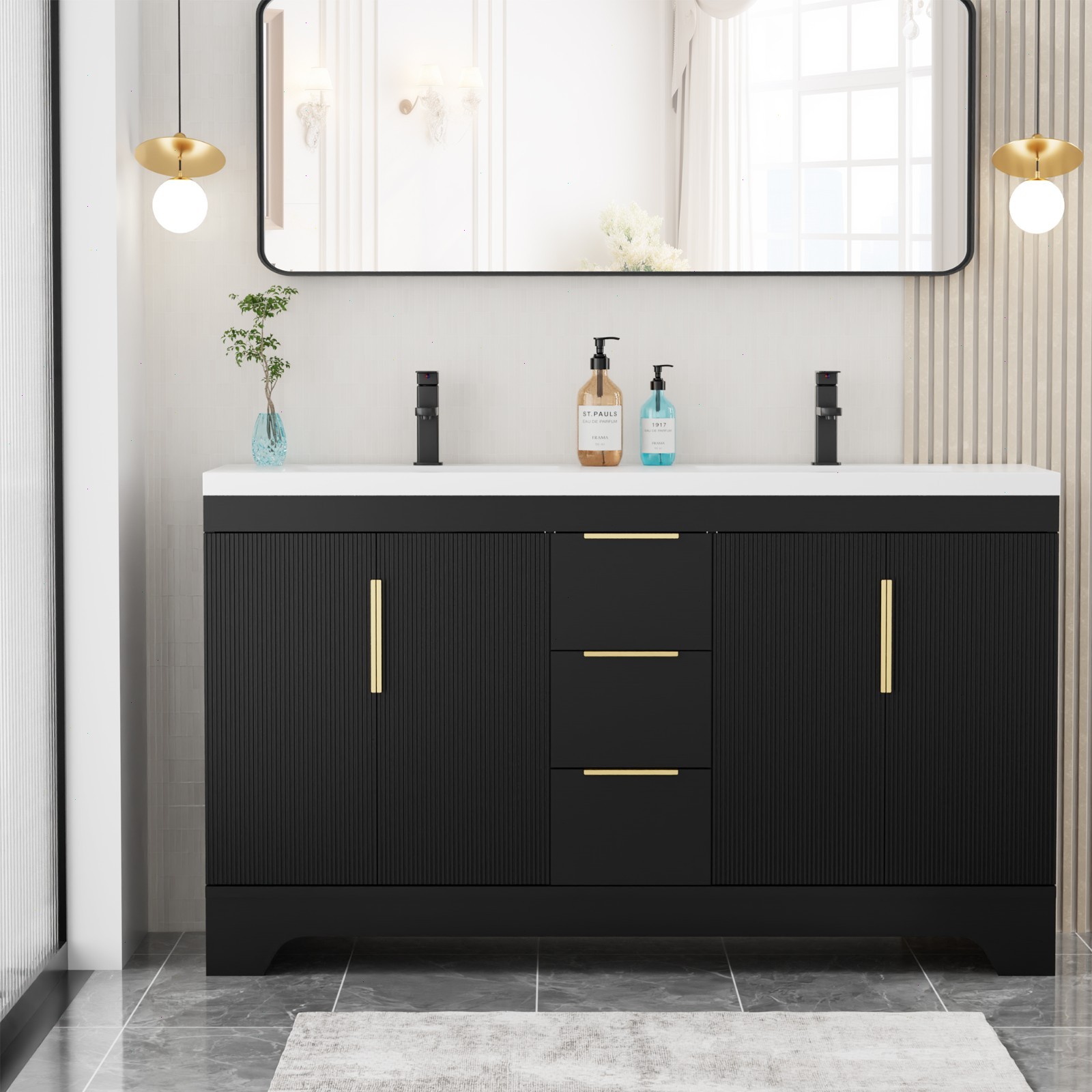 48″/60” Bathroom Vanity With Resin Sink Top