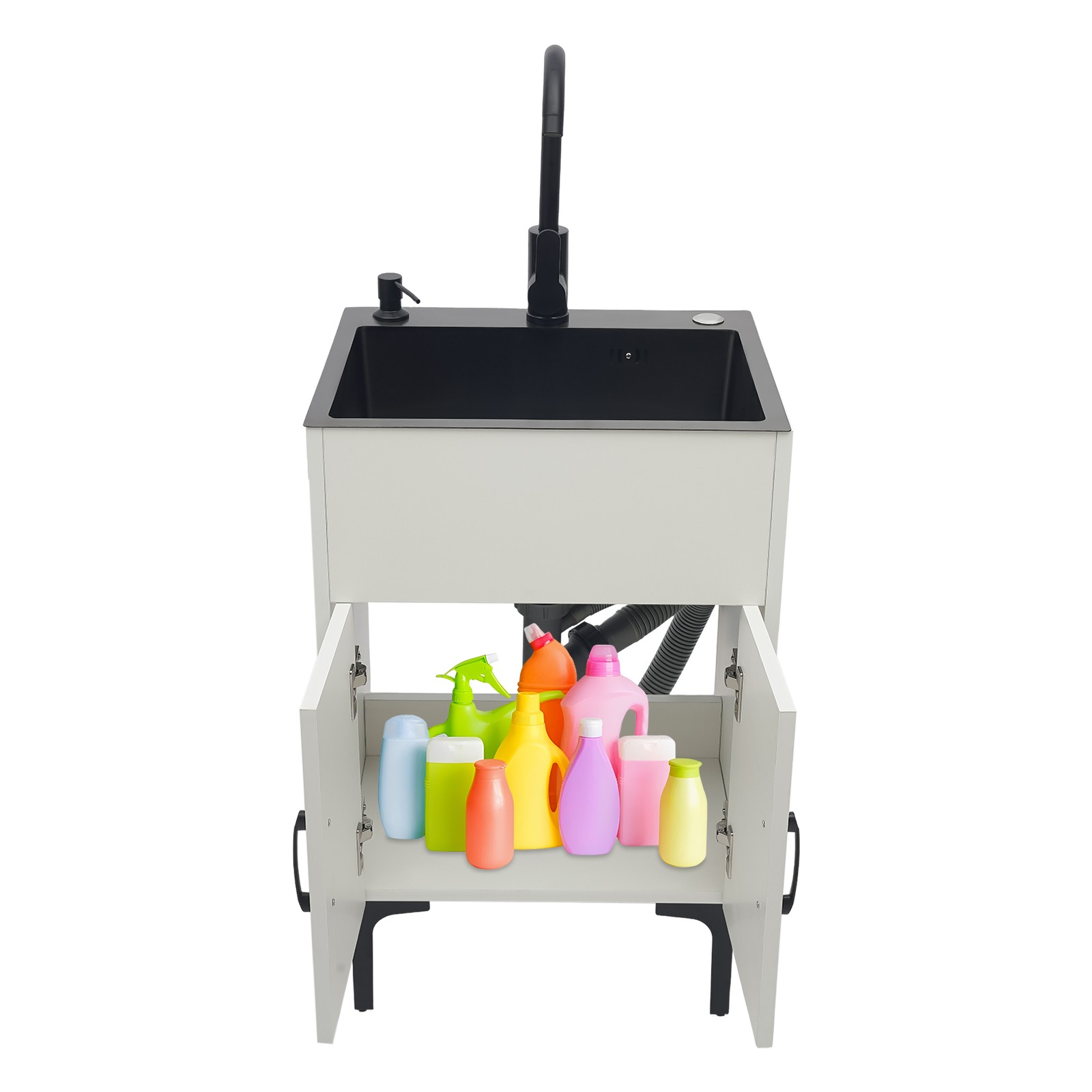 20″ Laundry Sink Cabinet w/ Faucet, Freestanding Utility Sink Cabinet w/ Storage