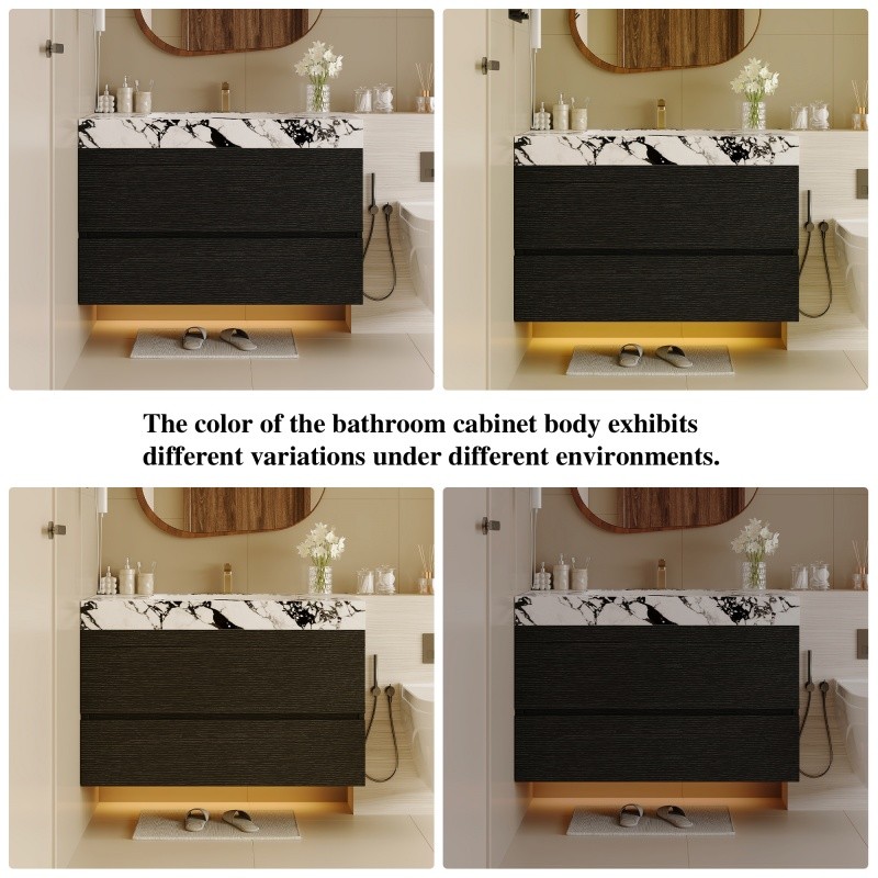 29.9″ Modern Floating Bathroom Vanity with Faux Marble Top and Ceramic Sink