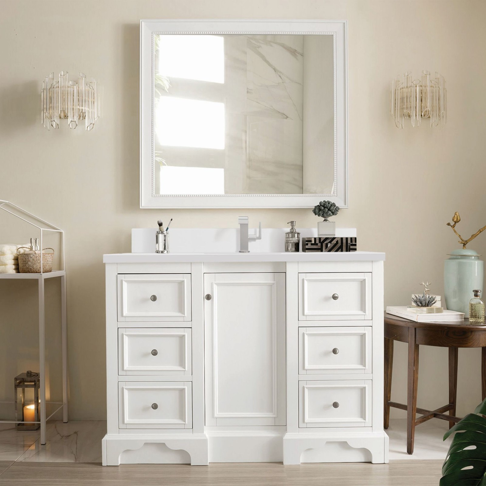 James Martin Vanities 825-V48-1WZ De Soto 48″ Single Basin Poplar – White