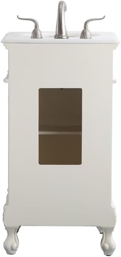 Antique White Single Bathroom Vanity with Engineered Marble Top 19-Inch