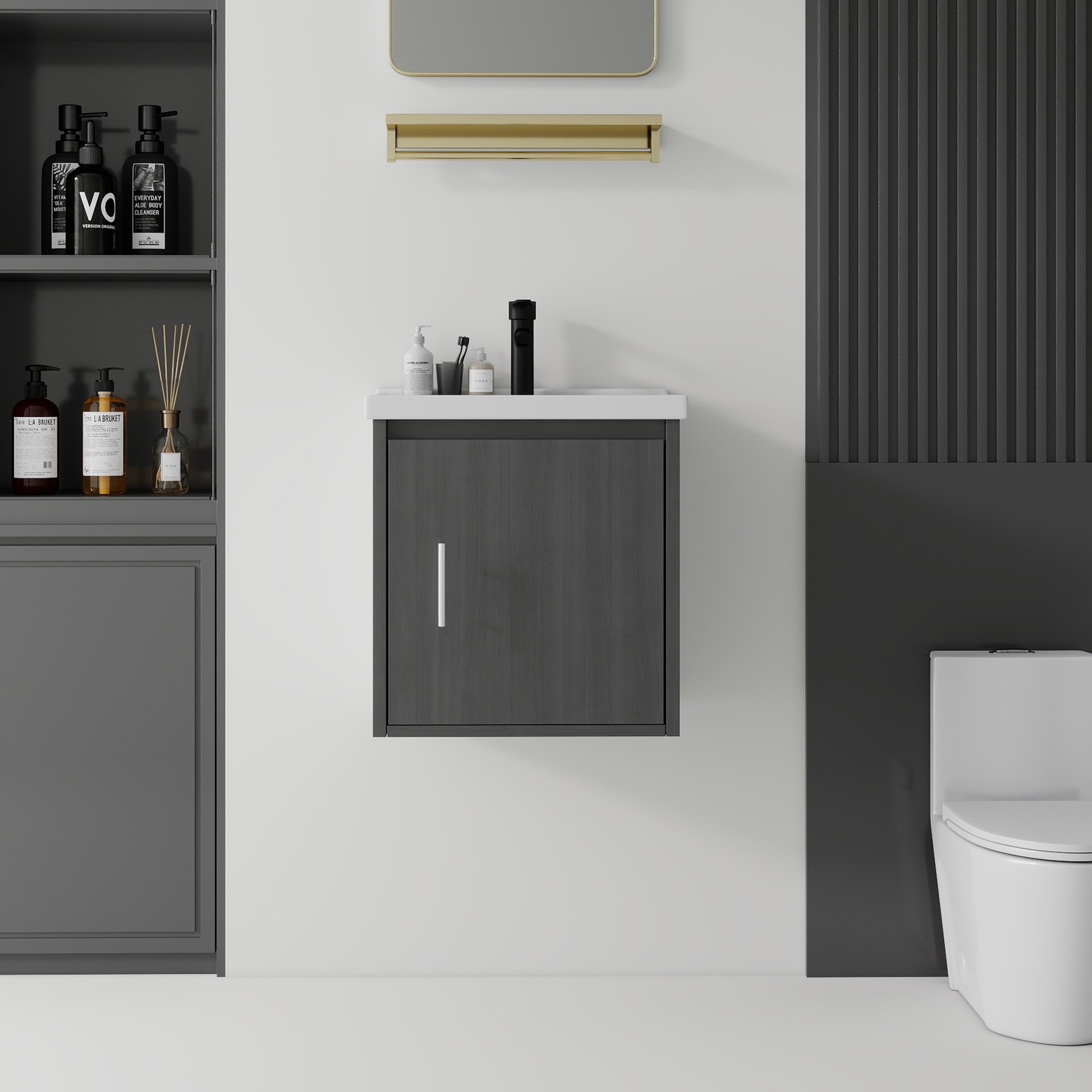 20″ Floating Bathroom Vanity with Ceramic Sink & Soft-Close Door