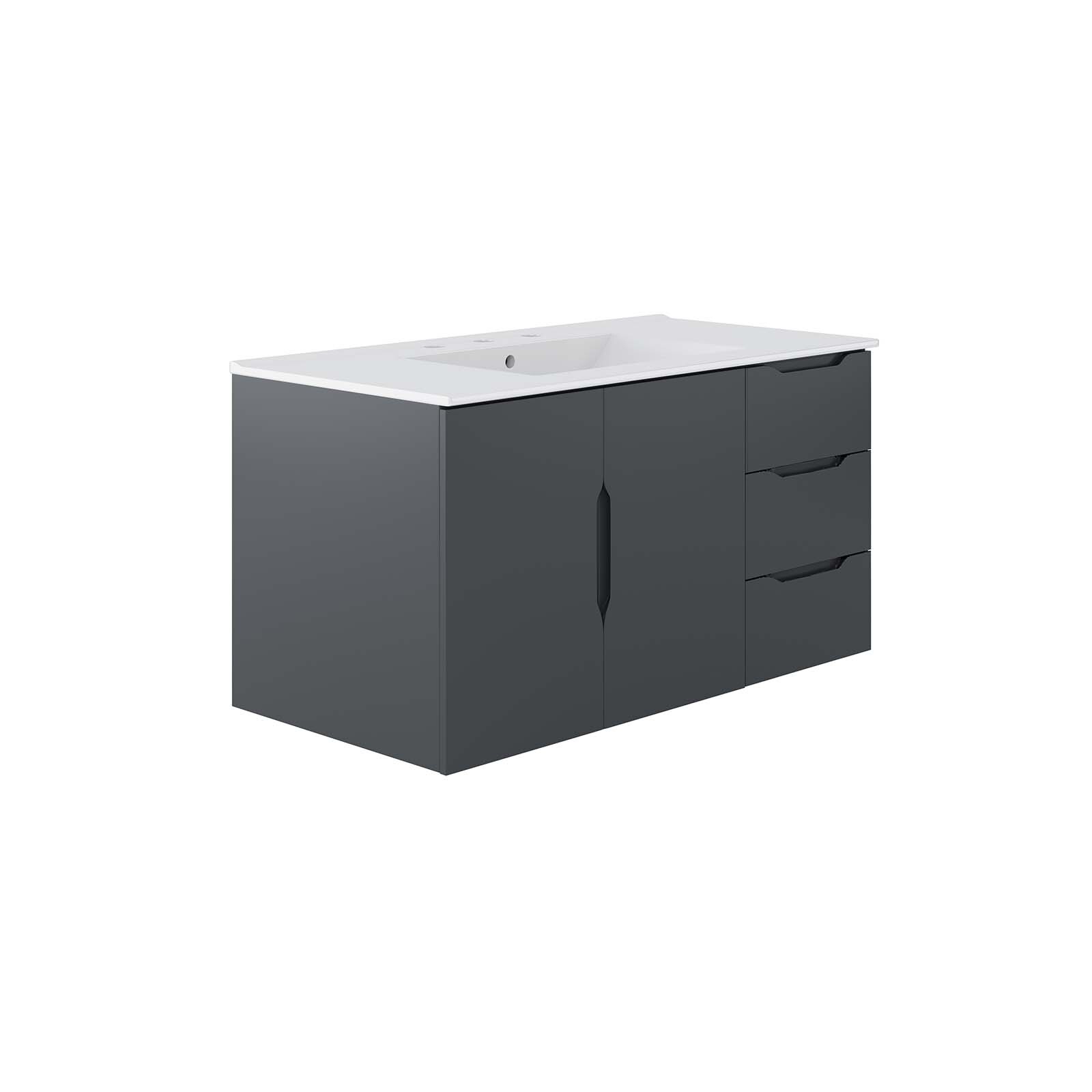 Modway Vitality 36″ Wall-Mount Bathroom Vanity in Gray White