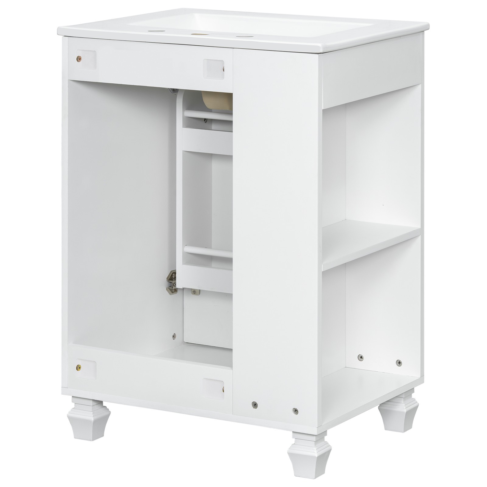 Dressing table with water trough frame, open storage, soft closed door