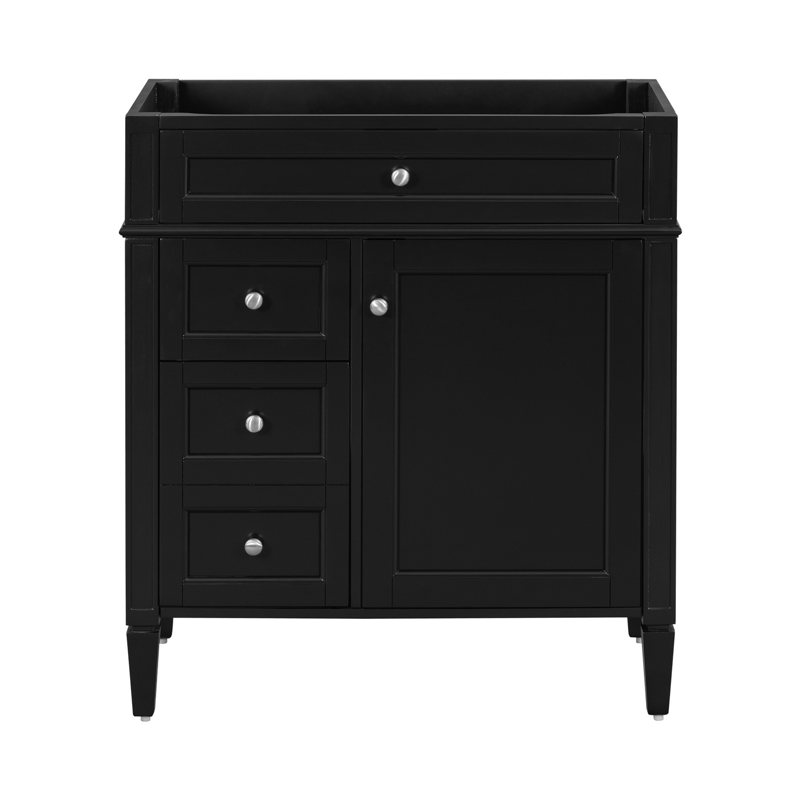 30″ Bathroom Vanity Without Top Sink, Black Storage Cabinet with 2 Drawers