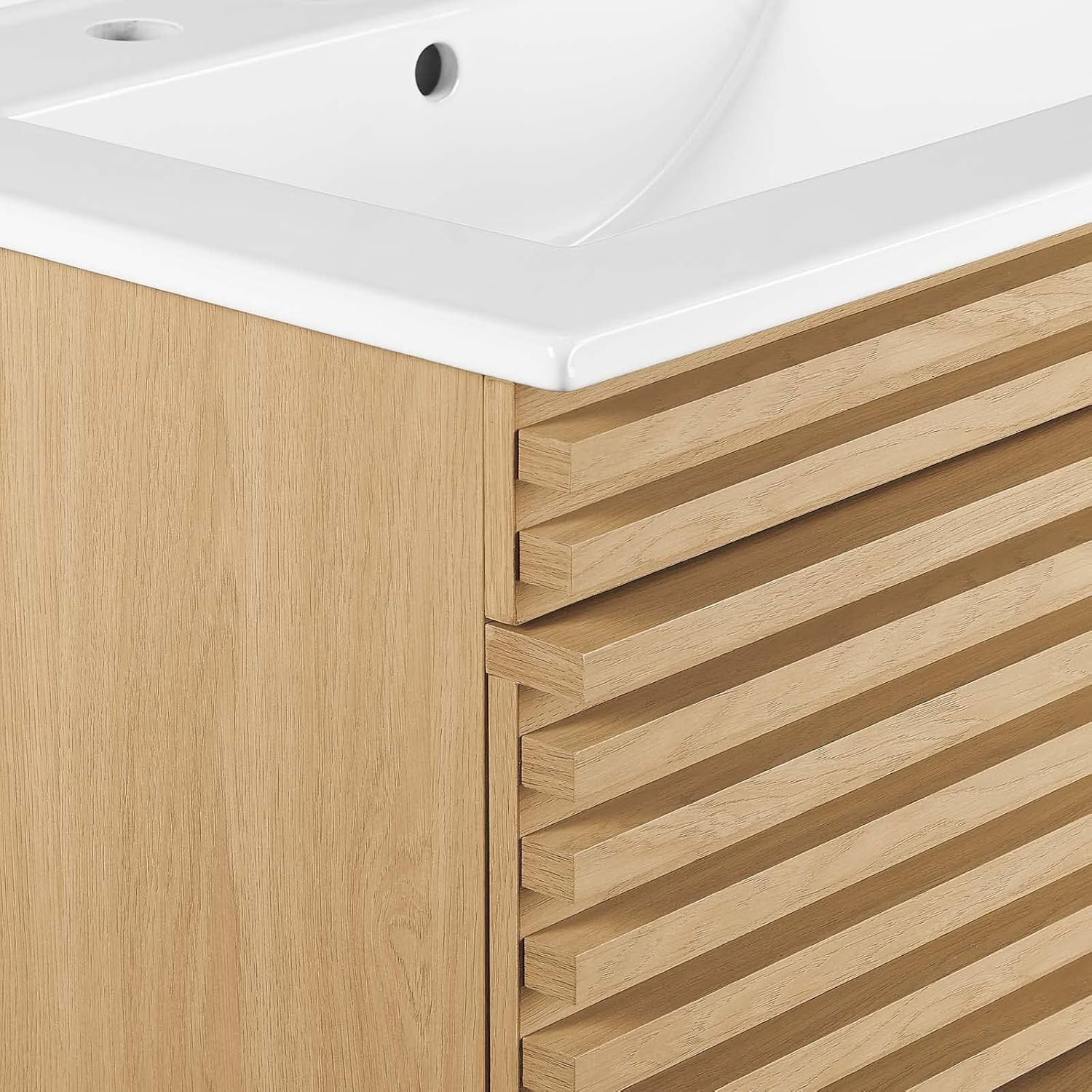 24″ Oak White Wall-Mount Bathroom Vanity for Modern Spaces