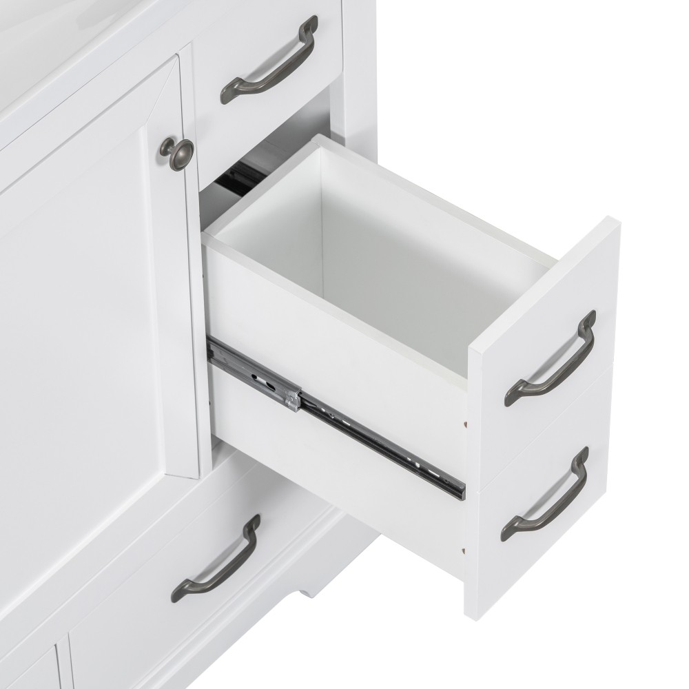 Bathroom Vanity Base Cabinet Six-Drawer Design Features Adjustable Shelves