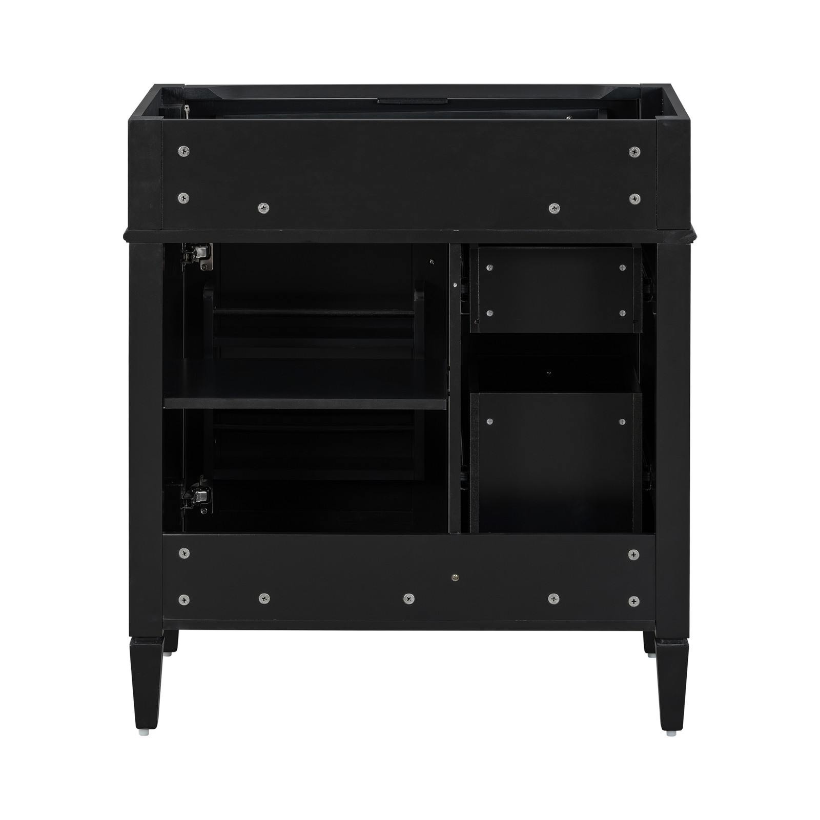 30″ Bathroom Vanity Without Top Sink, Black Storage Cabinet with 2 Drawers
