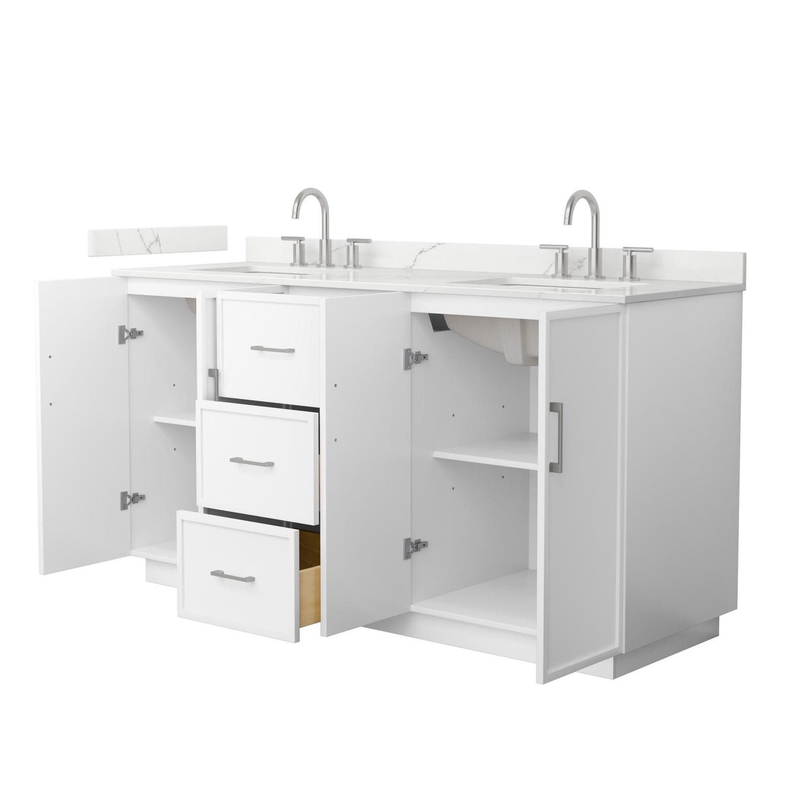 Wyndham Collection WCH7474-66D-QTZ-US3MXX Elan TK 66″ – Light Oak / White Quartz