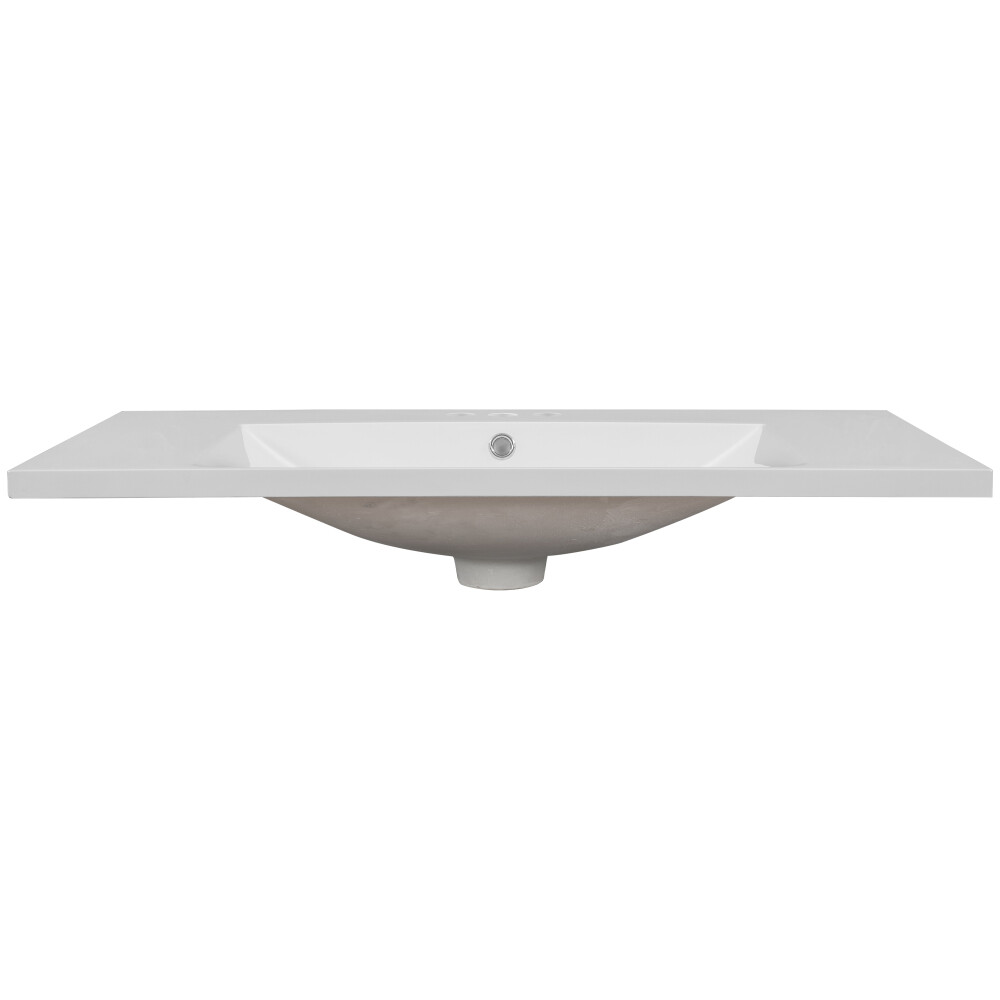 36″ Single Bathroom Vanity Top with White Basin, 3-Faucet Holes, Ceramic, White