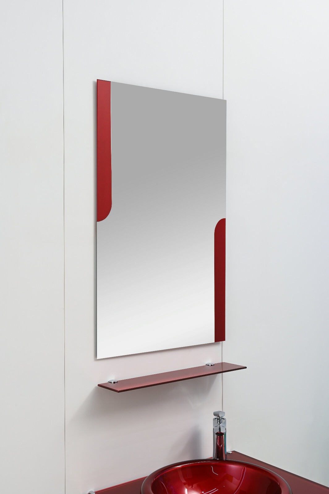 24″ Wide Modern Tempered Glass & Stainless-Steel Set include mirror and shelve