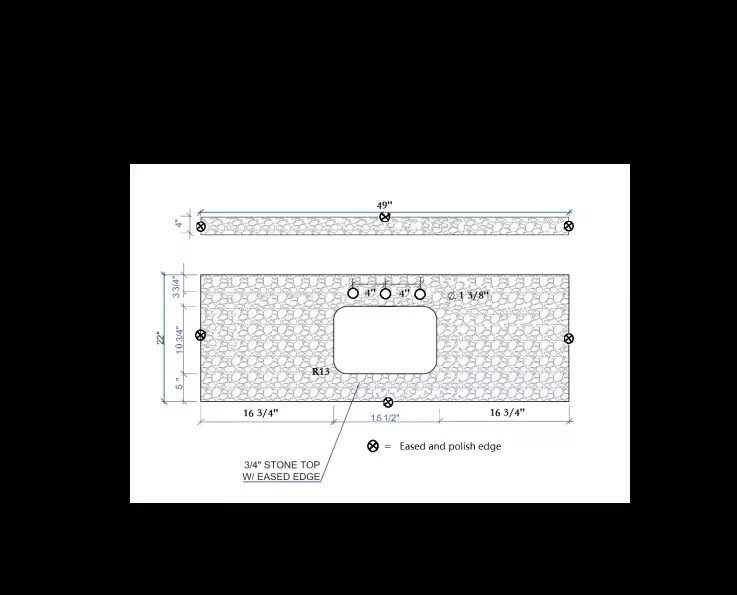 Montary 49×22 Bathroom Stone Vanity Top Gray Engineered Marble Color MGHZSPT4922