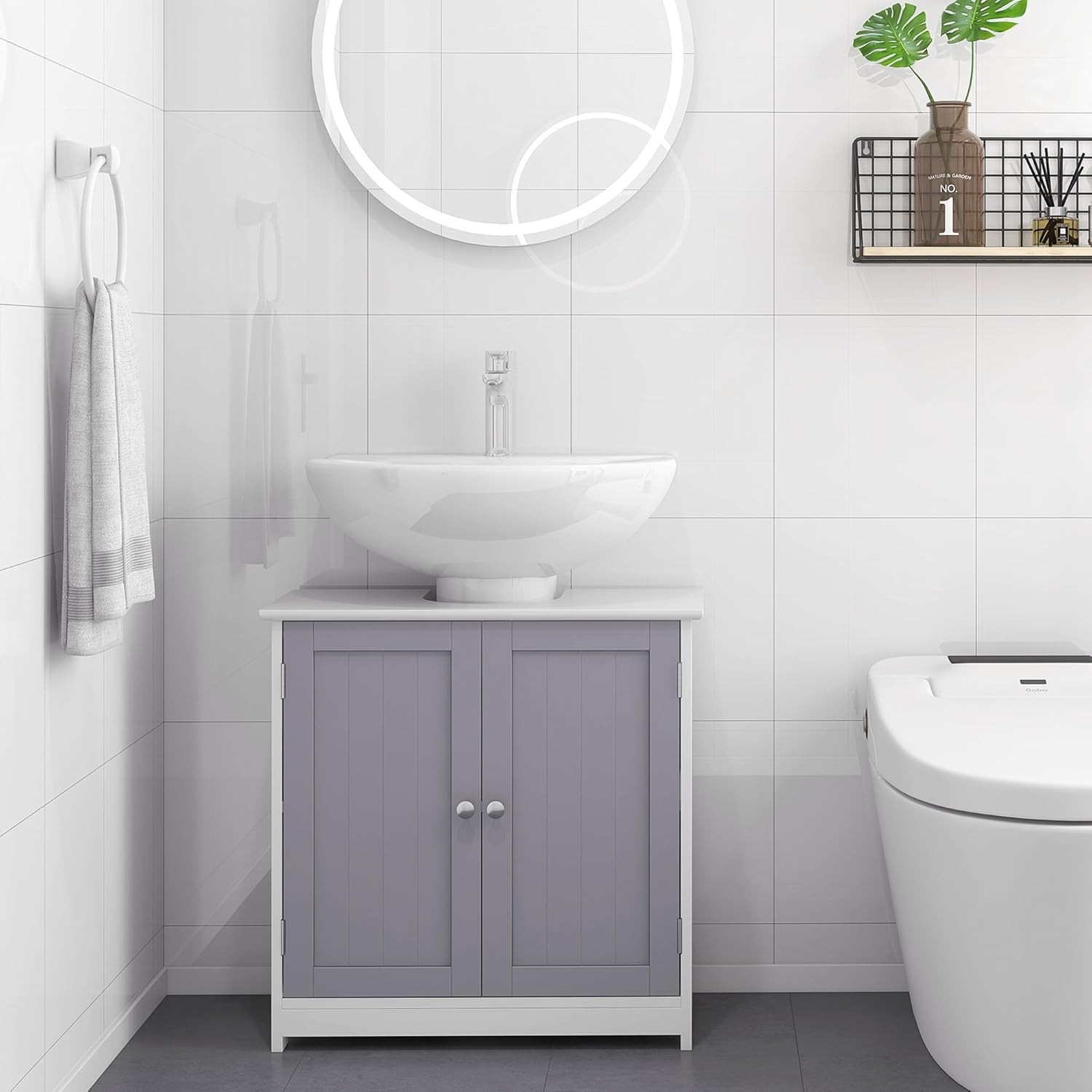 23.5″ Pedestal Sink Storage Cabinet Freestanding Bathroom Under Sink Cabinet US