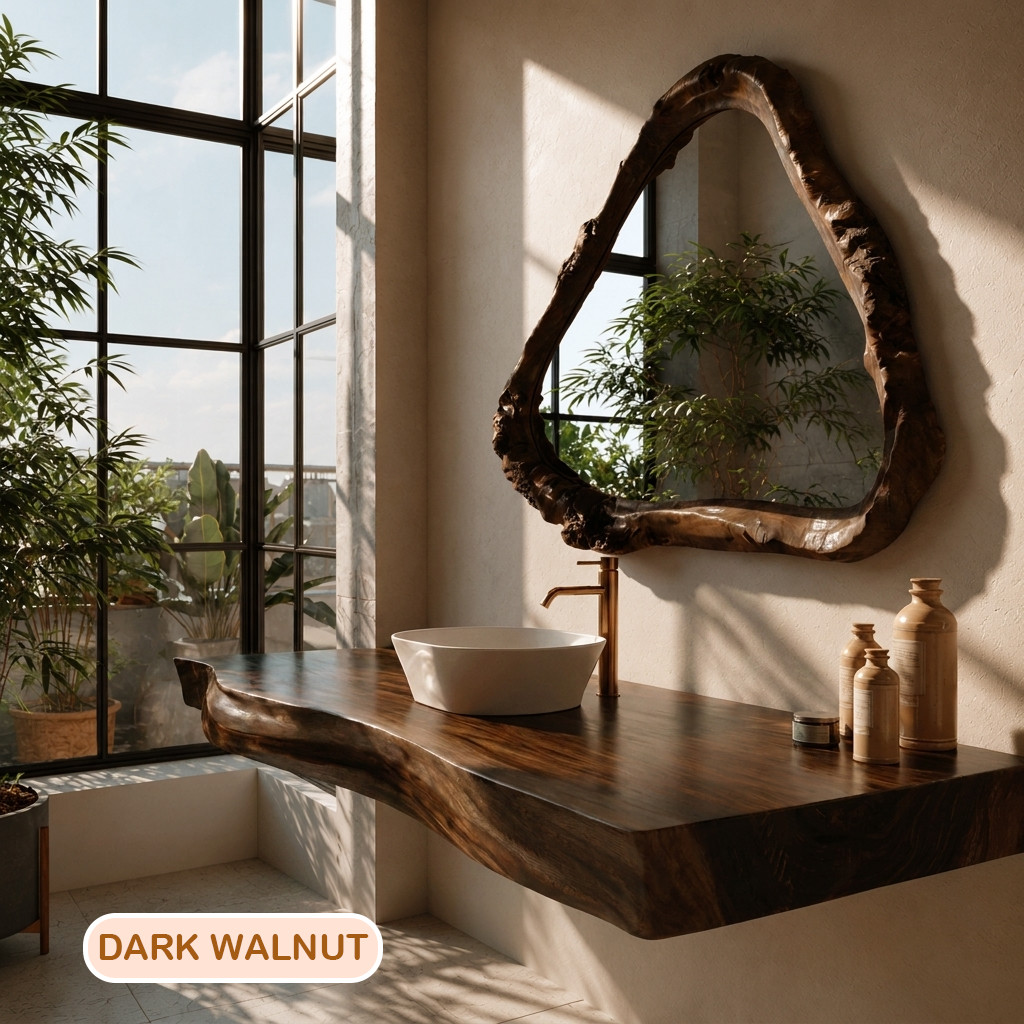 Bathroom Vanity Modern Live Edge Solid Wood Countertop Sink Top Bathroom