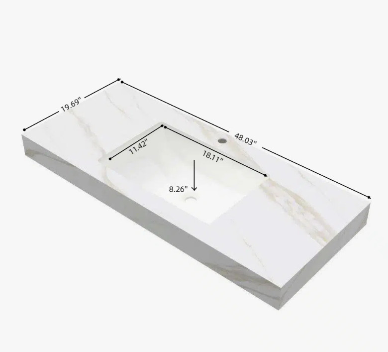 48″ Sintered Stone Vanity Top with Undermount Ceramic Basin