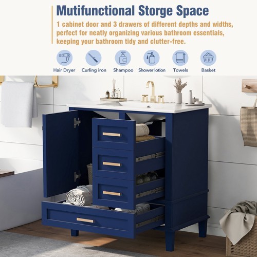 30 In.W Bathroom Vanities Stability and Durability Modern Vanity With Sink