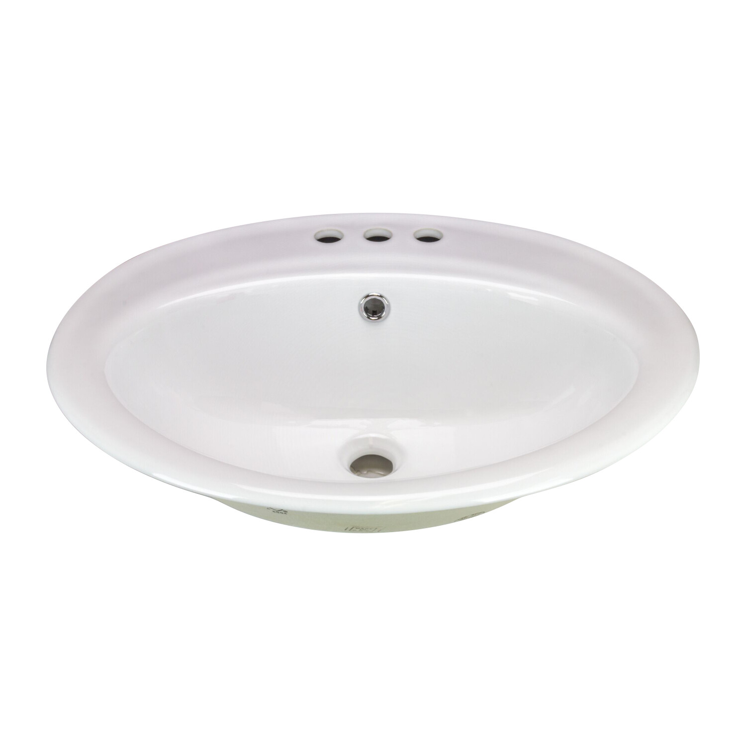 Canal Oval Shaped Drop-In 3-Hole Bathroom Vanity Sink 22-1/8″ X 18-7/8″ White
