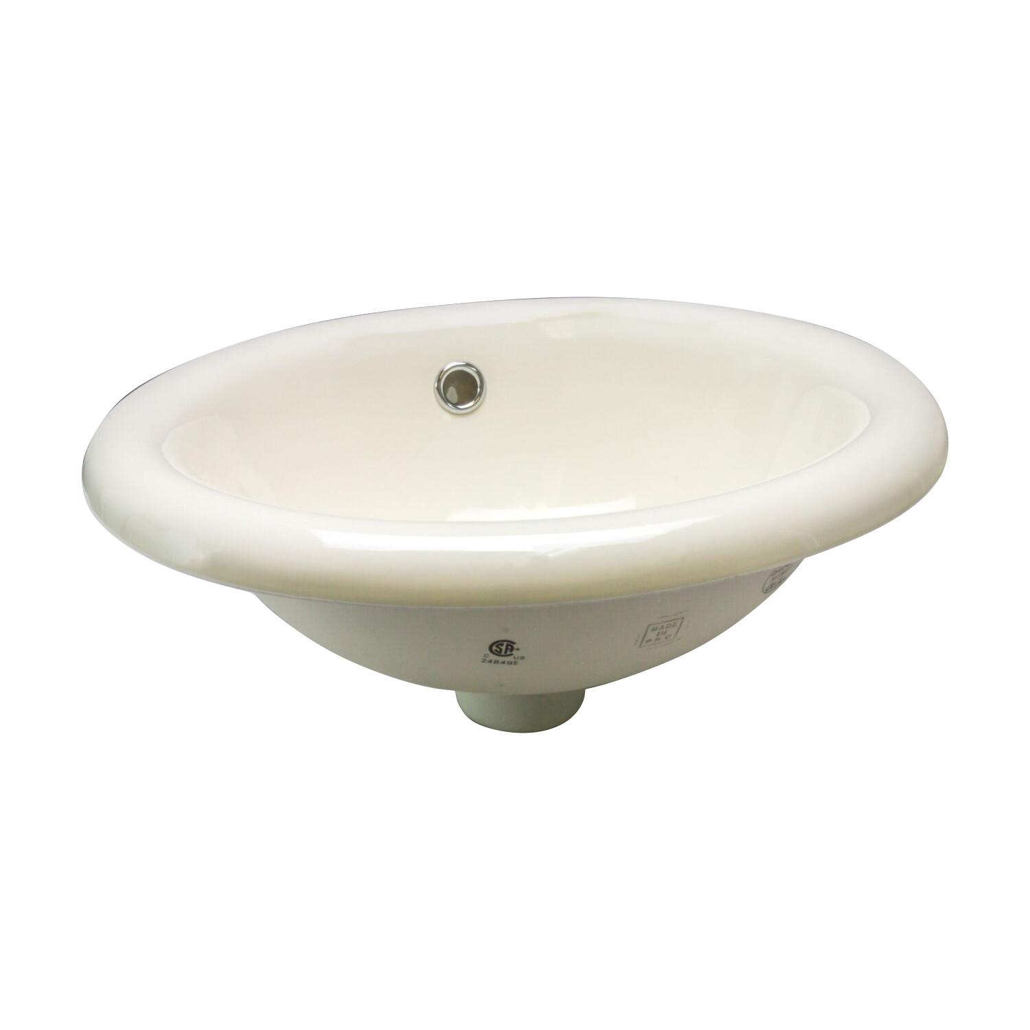 Lily Oval Shaped Drop-In Bathroom Vanity Sink 17-1/4″ X 15-1/4″ Ivory Porcelain