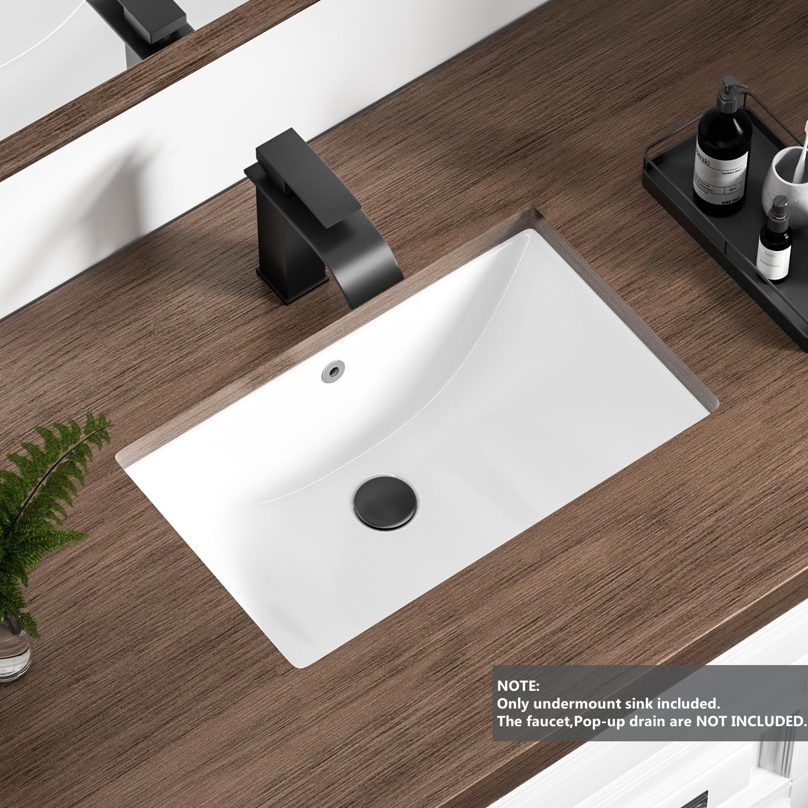 Undermount Bathroom Sink 18.7X11.9 Inch White Rectangular Porcelain Ceramic Vani