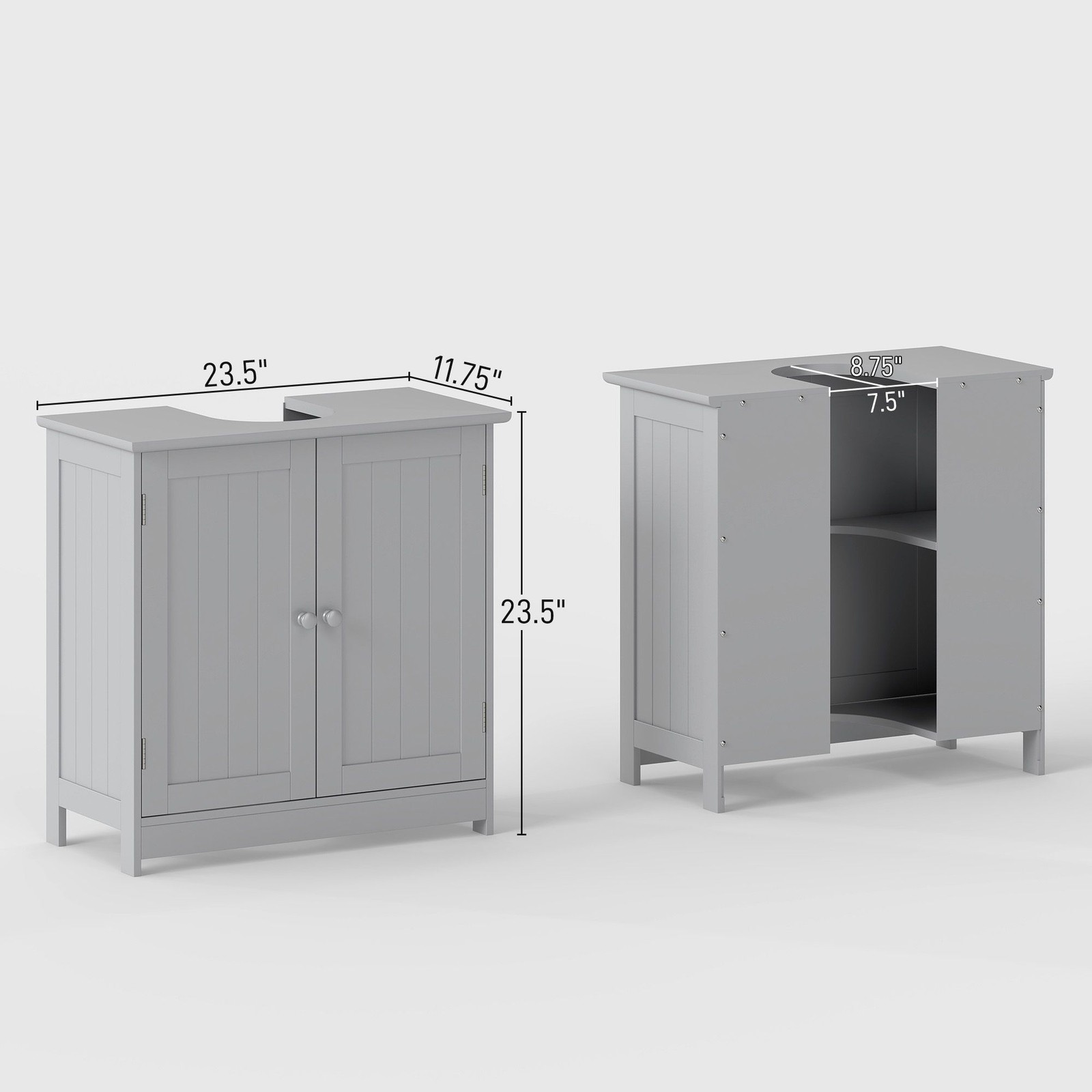 Modern Light Gray Bathroom Cabinet 23.5×11.75×23.5in with Flexible Shelf