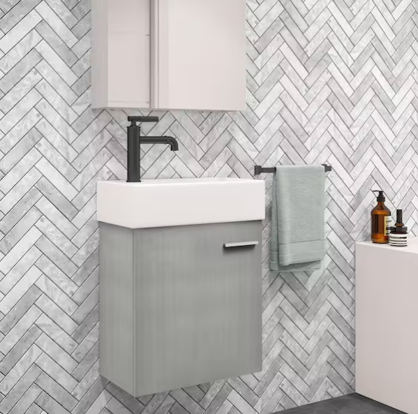 Swiss Madison Colmer 18″ Wall‑Mounted Vanity Base Only – Brushed Gray SM-BV613C