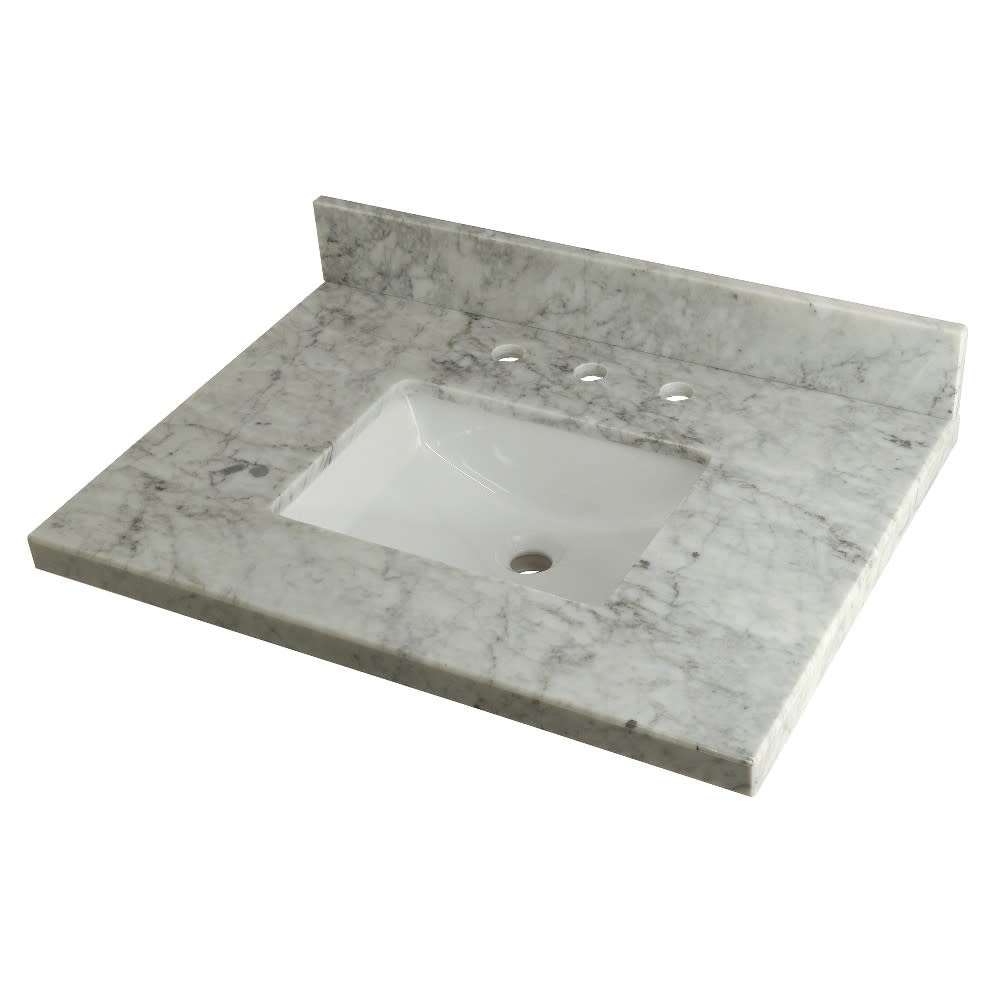 Kingston Brass KVPB3022M38SQ Templeton 30″ Marble Vanity Top – Carrara Marble