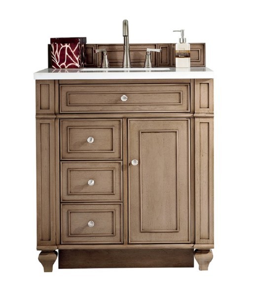 30″ James Martin Bristol 157-V30-WW-3WZ Vanity Cabinet White Zeus Silestone Top