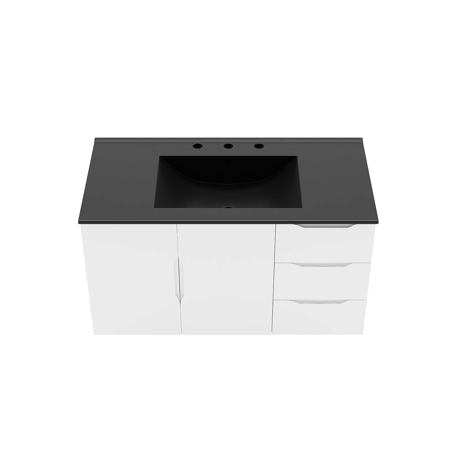 Modway Vitality 36″ Wall-Mount Bathroom Vanity in White Black