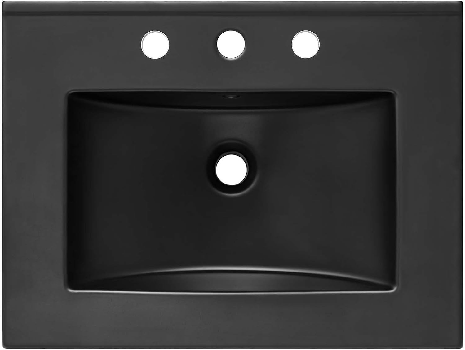 Modway Render 24″ Wall-Mount Bathroom Vanity in Walnut Black