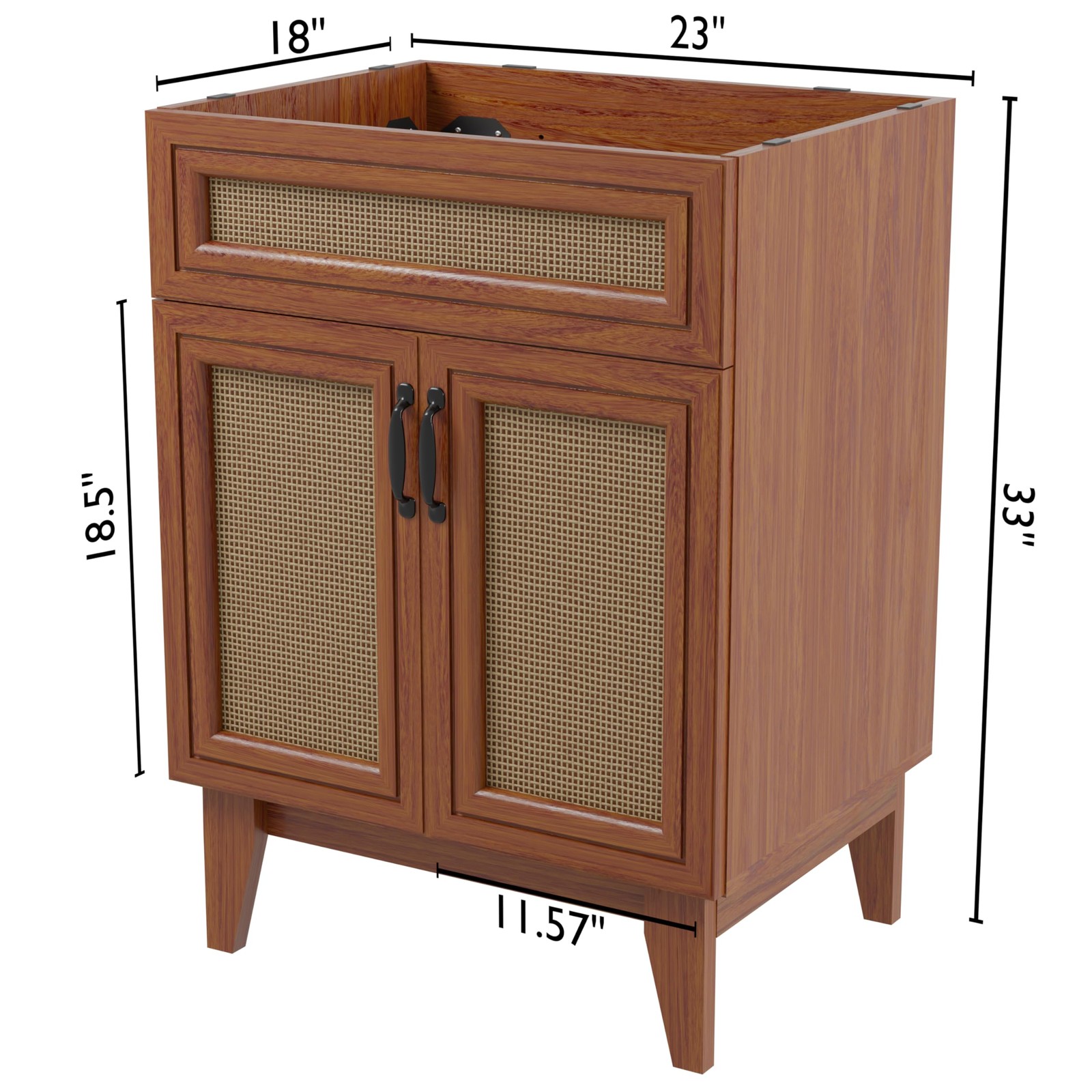JONATHAN Y VAN1009B Javer 24 in. W x 18 in. D x 33 in. H Rattan Modern Farmhouse