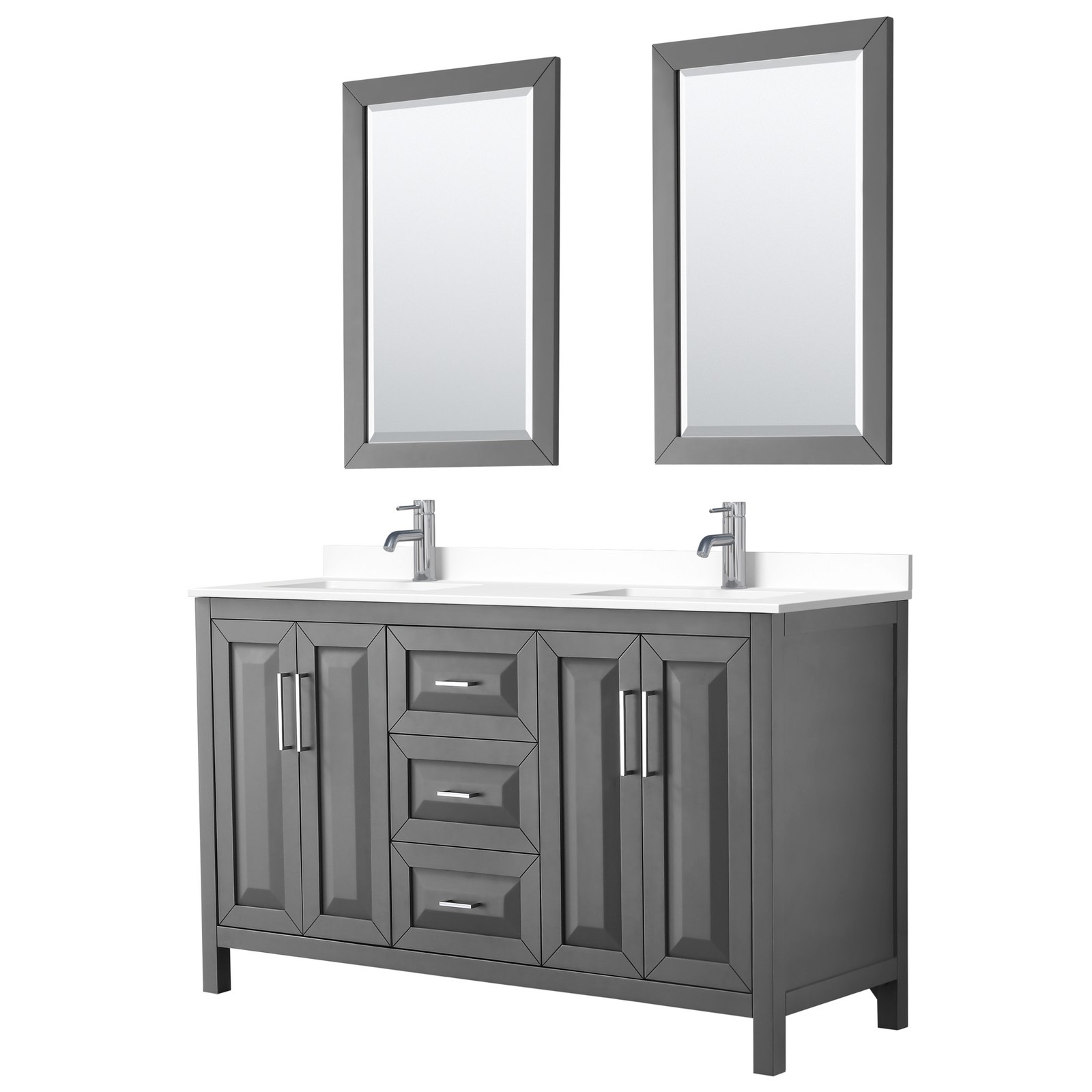 Wyndham Collection WCV252560D-VCA-M24 Daria 60″ – Dark Gray / White Cultured