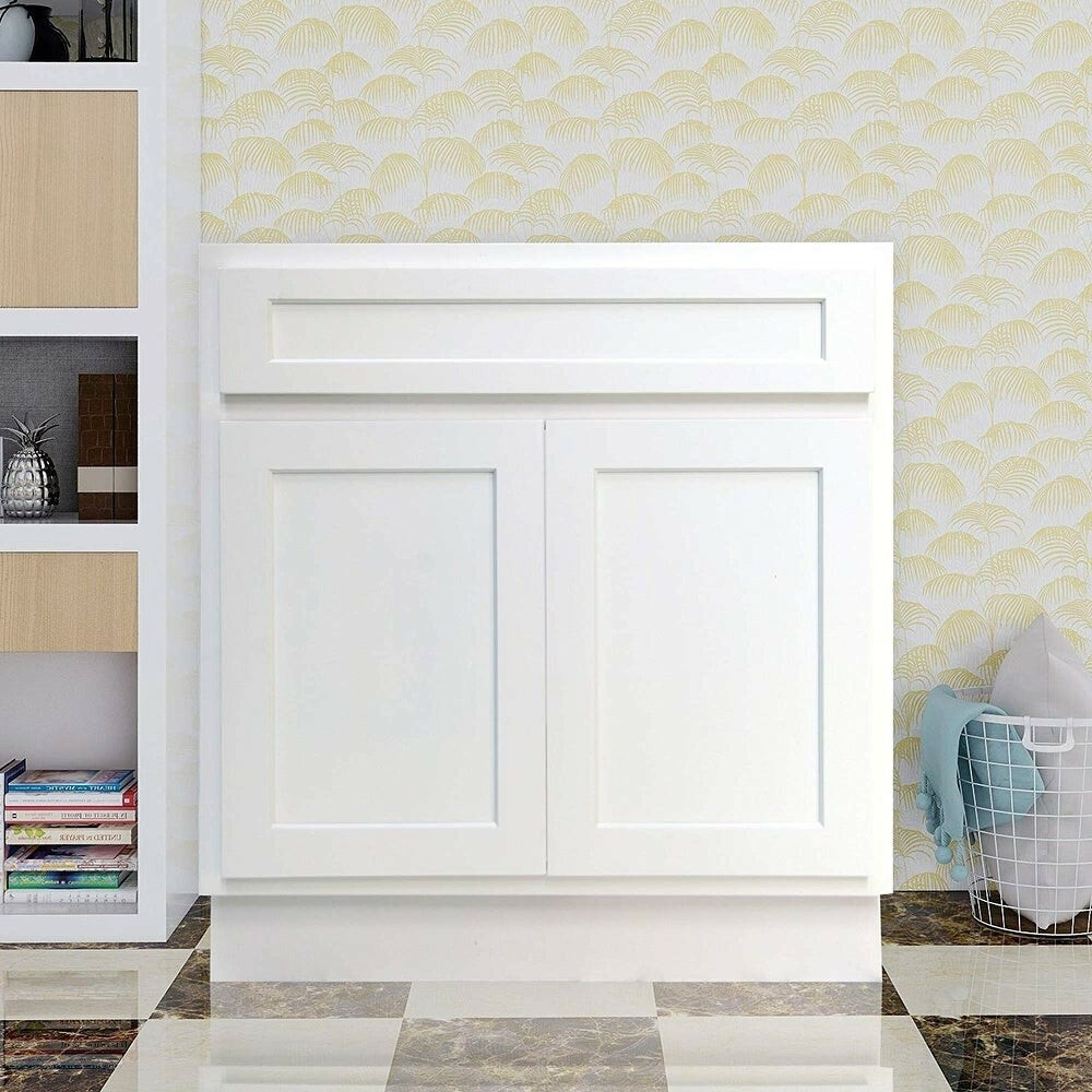 New White Shaker Bath Vanity Cabinet 36″w x 21″d x 32.5″h WS-V3621 *ASSEMBLED!