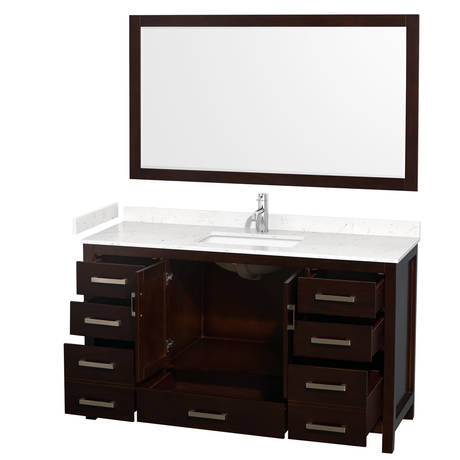 Wyndham Collection WCS141460S-VCA-M58 Sheffield 60″ – White / Carrara Cultured