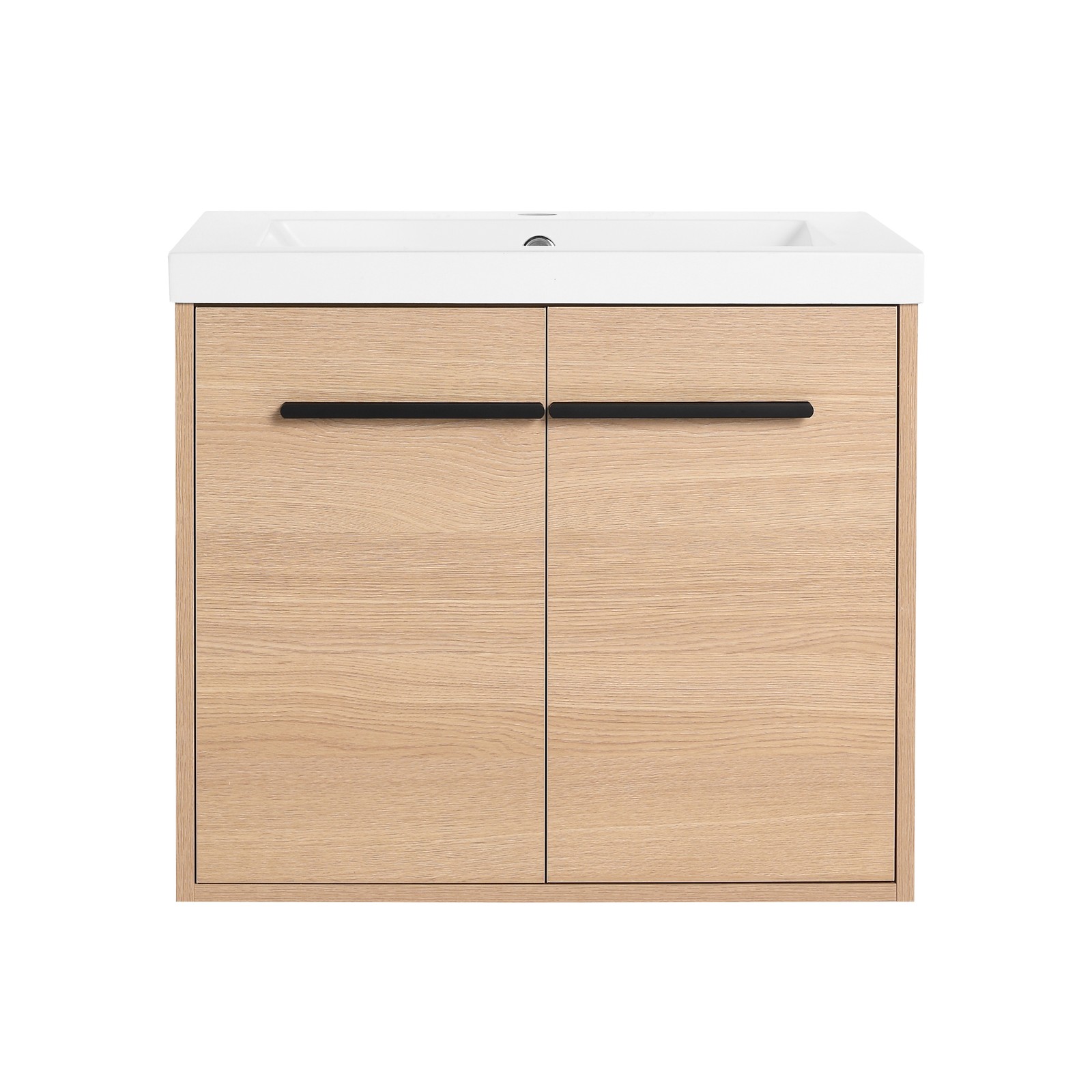 24″ Floating Wall Mounted Bathroom Vanity Cabinet with Resin Basin Natural Oak