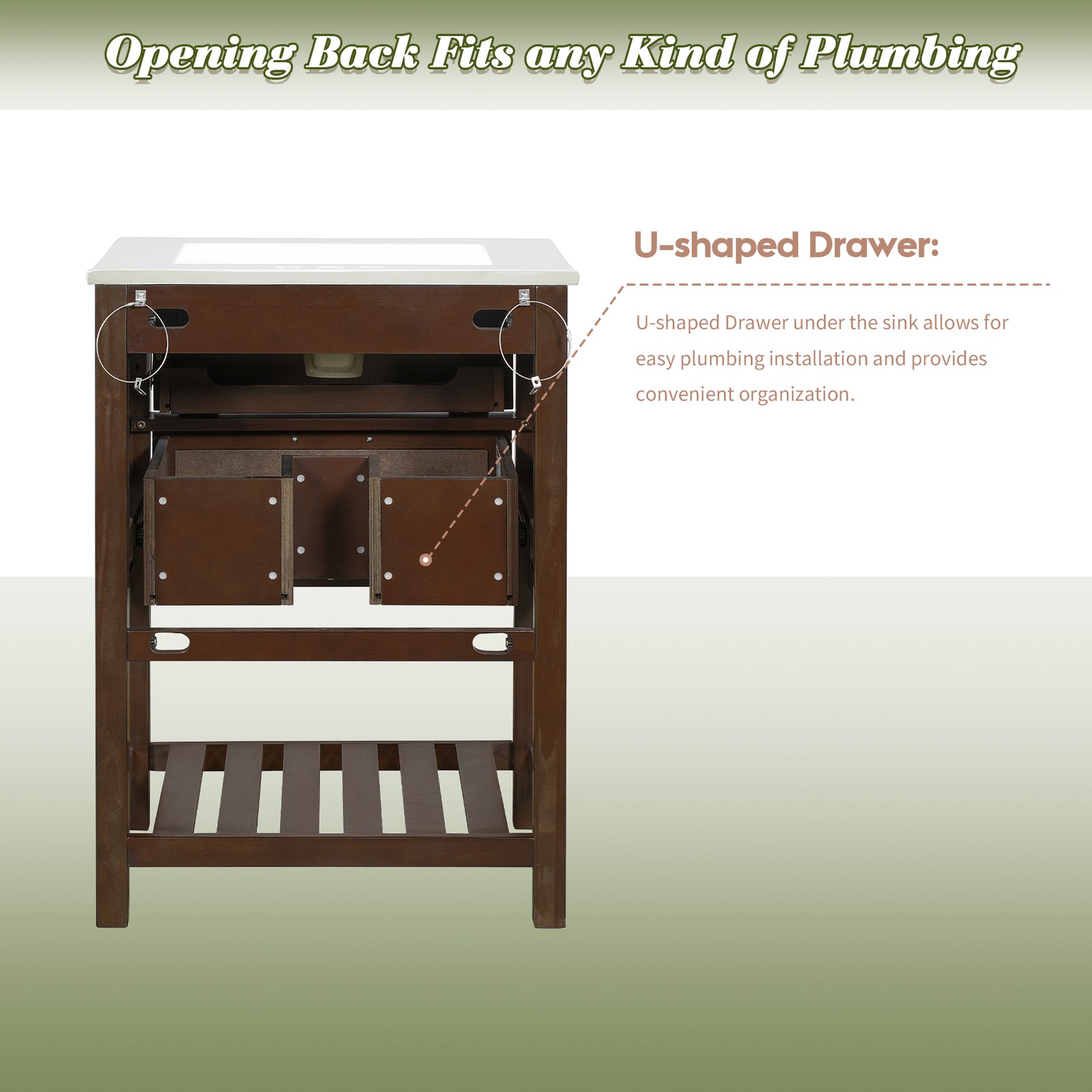 FUNIDEE 24″ Bathroom Vanity with Ceramic Sink Storage Cabinet with Single Sink