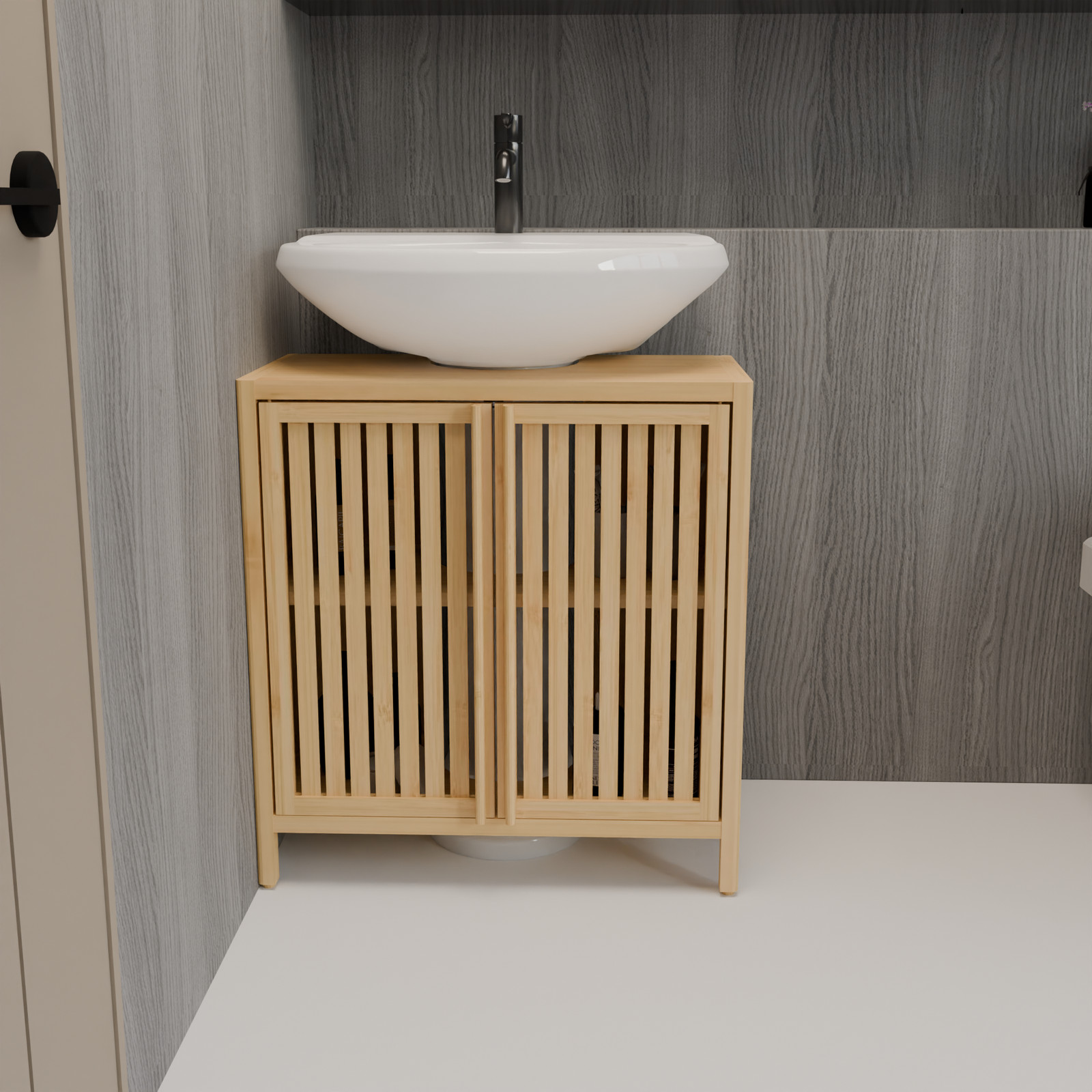 Under Sink Vanity Cabinet Bathroom Double Door Shelf Cupboard Basin Cabinet