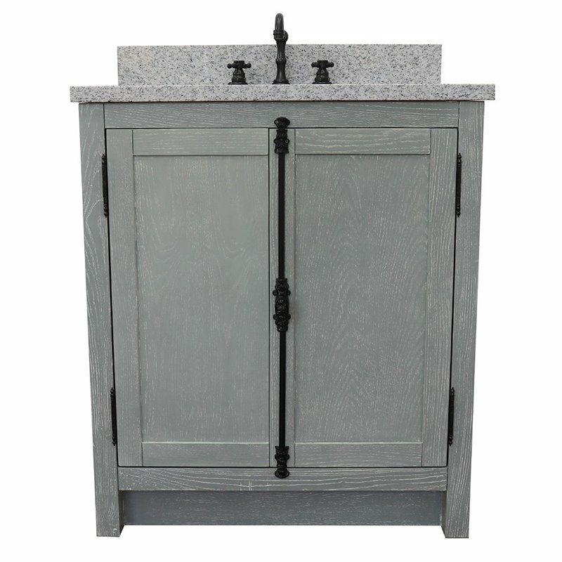 Plantation Modern Single Oval Sink Solid Wood Vanity in Gray Ash