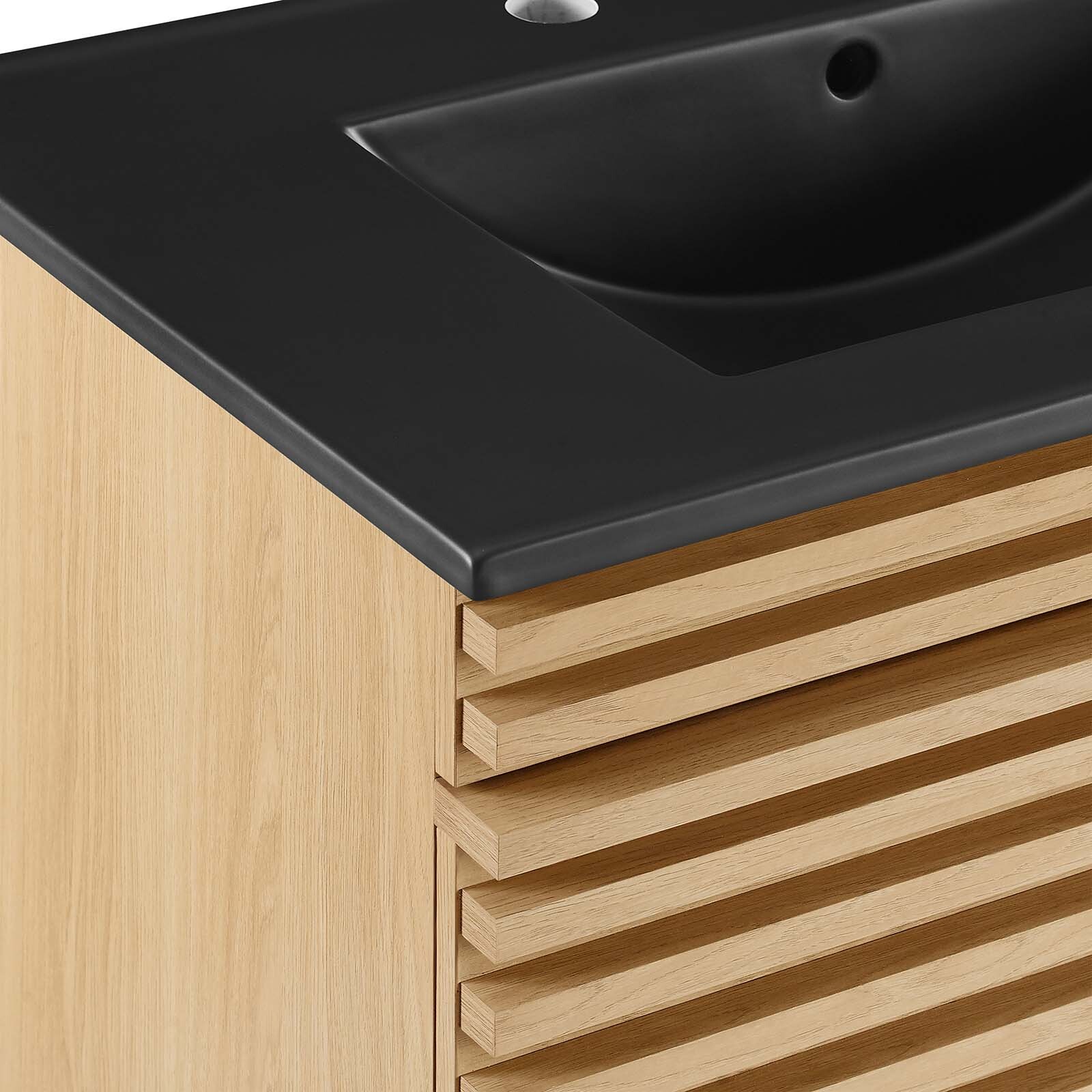 Modway Render 30″ Wall-Mount Bathroom Vanity in Oak Black