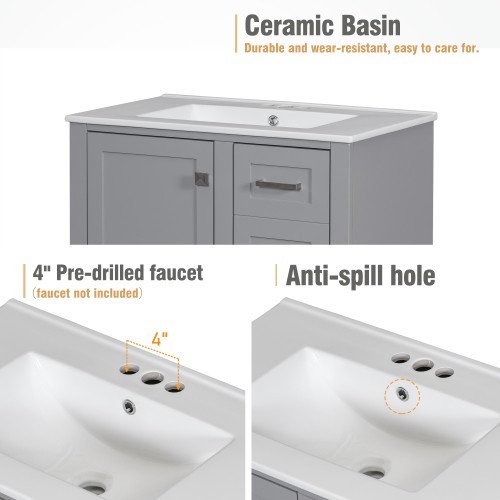 30 In.W Bathroom Vanities Stability and Durability Modern Vanity With Sink